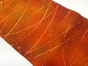 亀甲に抽象芝模様開き名古屋帯（額縁仕立て）